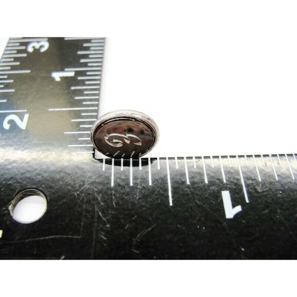 "E" Initial Etched Oval Silver-Tone Tie Tack Tux Shirt Dress Suit Vintage Pin - Picture 4 of 4